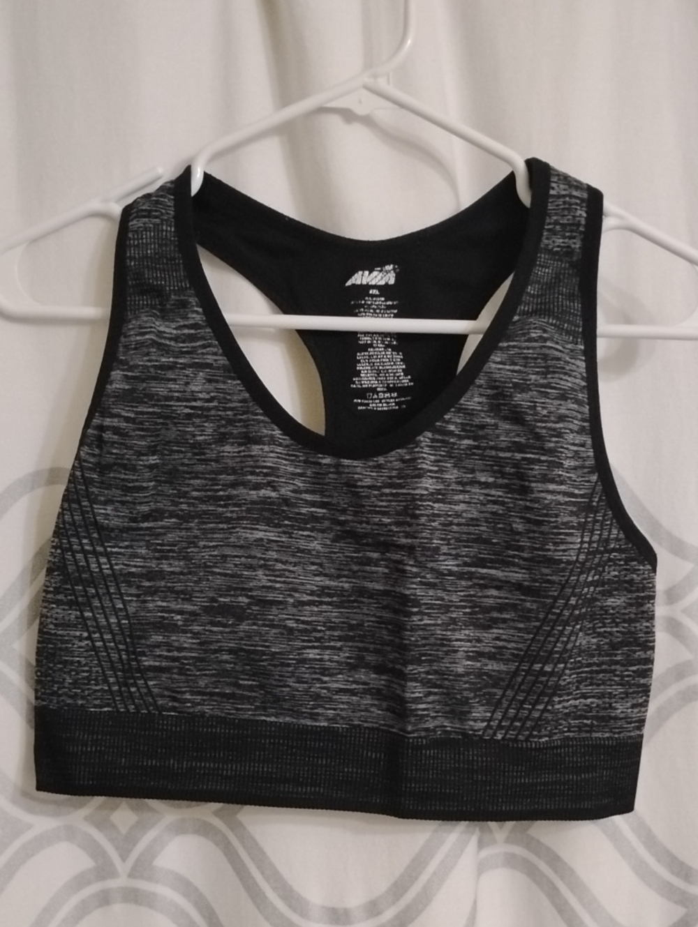 Avia Black Marled Racerback Sports Bra